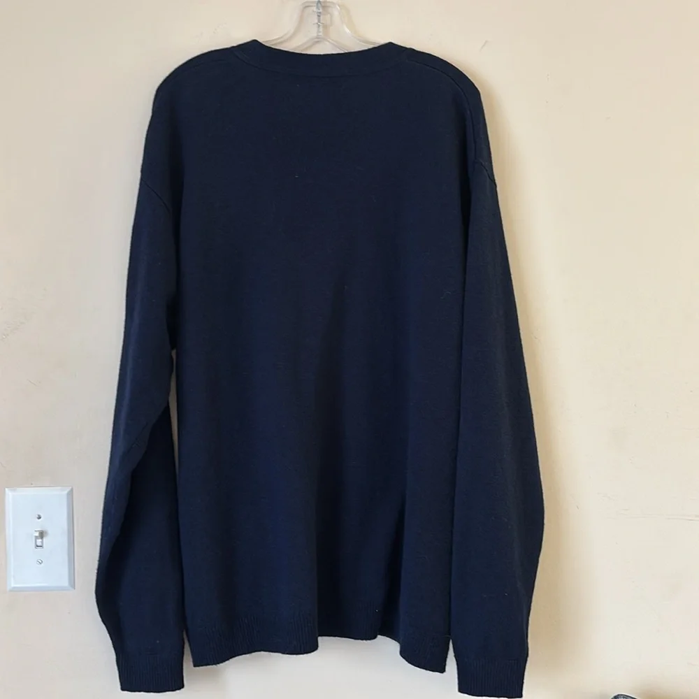 Woolovers Mens Lambswool‎ V Neck Pure Lambswool Cardigan Navy Blue Size XLarge